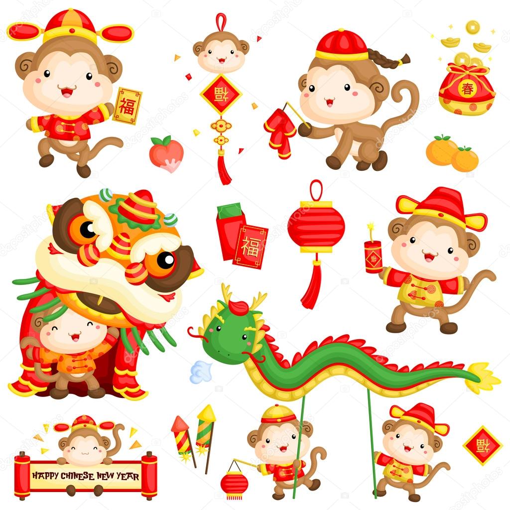 chinese new year monkey card design