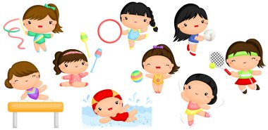 Kız spor tatlı vektör Set