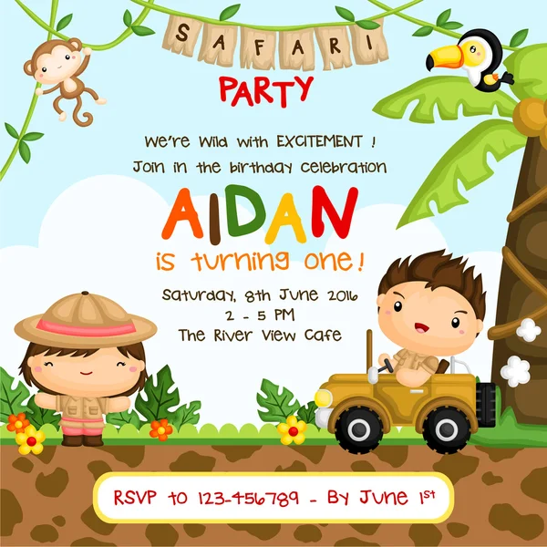 Safari doğum günü Davetiyesi