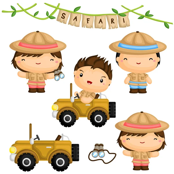 Set de vectores para niños Safari — Vector de stock