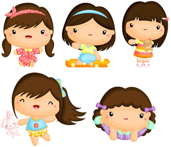 Girls in Pajamas — Stock Vector