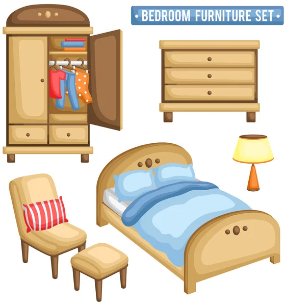 Conjunto de muebles de dormitorio — Archivo Imágenes Vectoriales