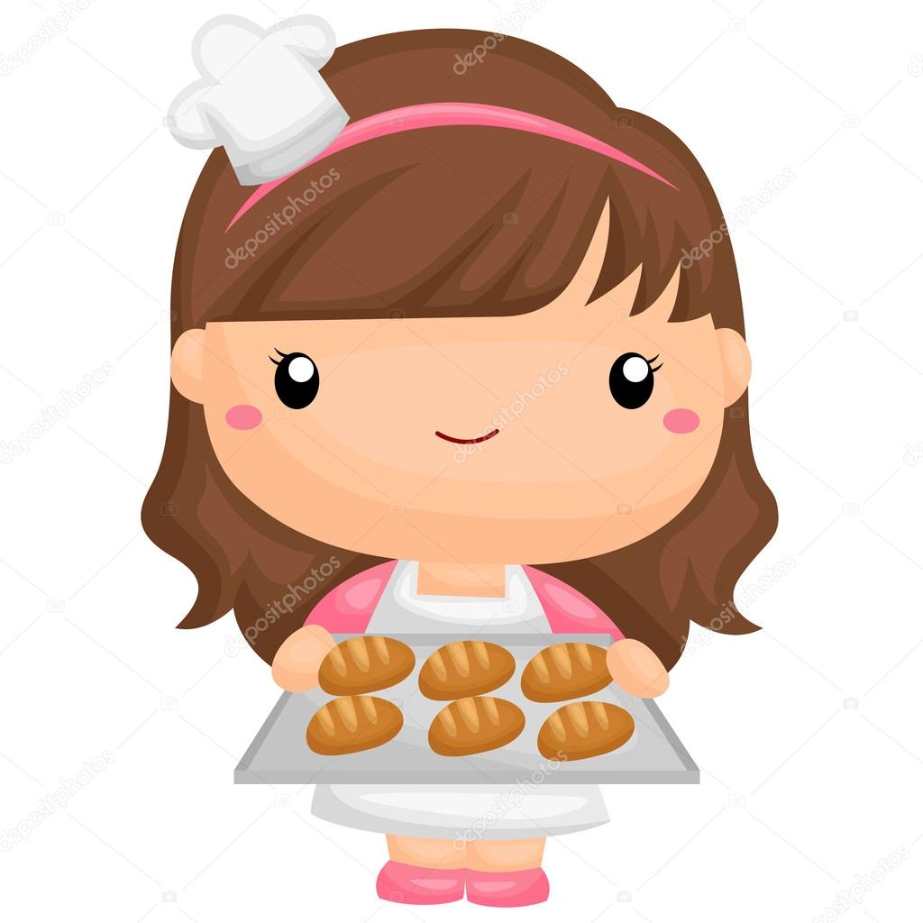 Cute Baker Girl Stock Vector Image by 97410344