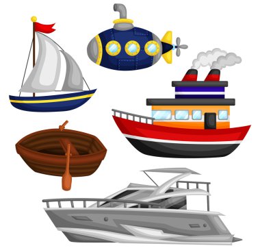 Sea and Water Transportation Vector Set clipart