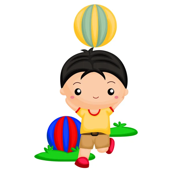 Boy playing with balls — Stock Vector