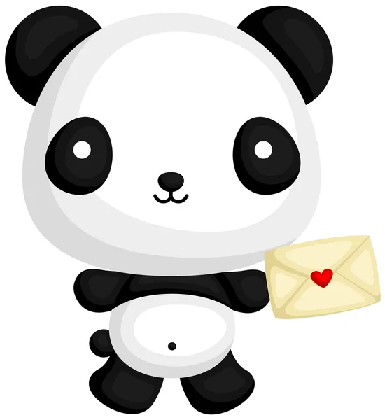 Carino panda con amore lettera — Vettoriale Stock