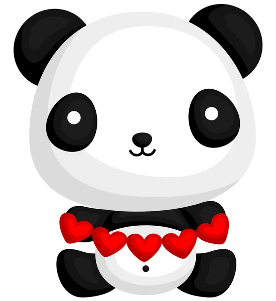 Söta Panda anläggning hjärtat papper — Stock vektor
