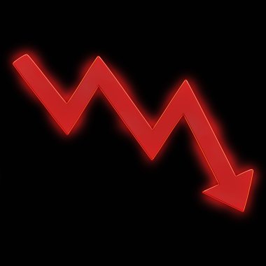 Aşağıyı gösteren kırmızı ok parlak