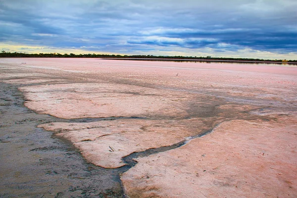 Vista Notável Lago Rosa Austrália Pink Lake Pequeno Circular Salgado — Fotografia de Stock
