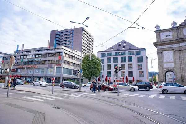 Vista Una Calle Del Centro Ciudad Tomado Innsbruck Austria Octubre — Foto de Stock