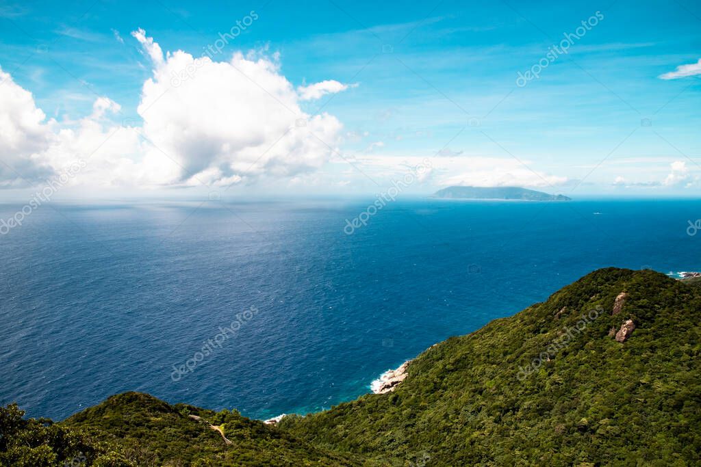 View of Beautiful Yakushima island rocky coast and hillside, Kagoshima Prefecture, Japan