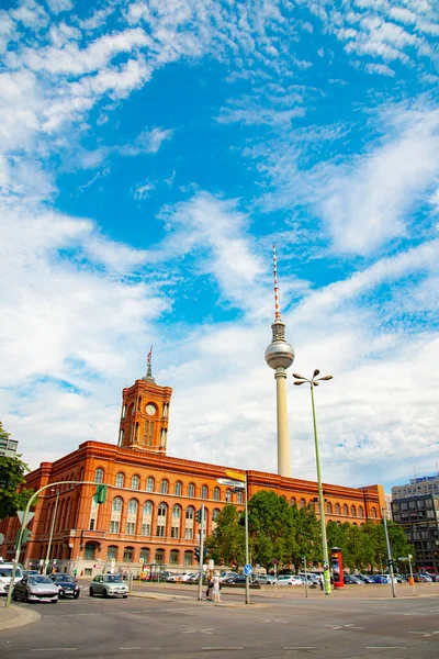 Rotes Rathaus Municipio Berlino Sede Del Sindaco Del Governo Dello — Foto Stock