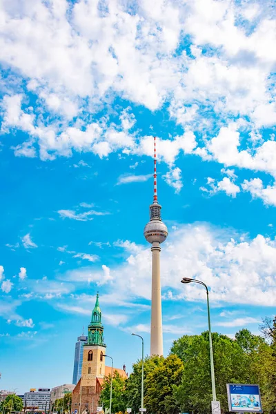 Berliner Fernsehturm Berlin Television Tower Una Torre Televisiva Nel Centro — Foto Stock