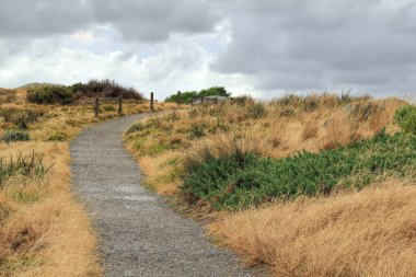 Bir yol kapalı sahil Victor Harbour Güney Avustralya granit Adası