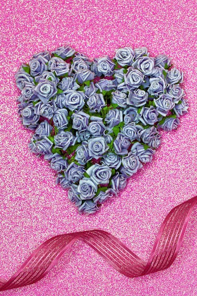 Valentines Day Heart Made of Small Flowers — Stock Photo, Image