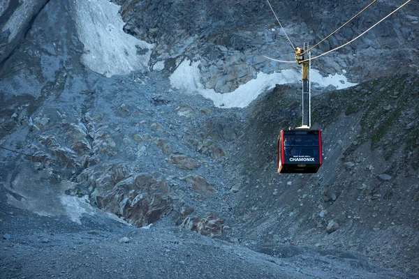 Chamonix France Серпня 2019 Кабельний Автотренер Їде Гору Aiguille Midi — стокове фото