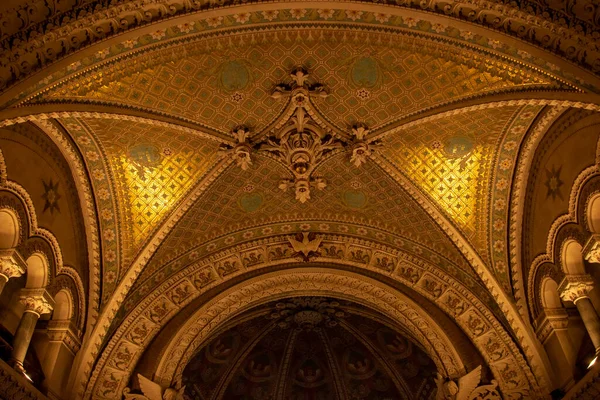 Lyon Frankrike Augusti 2019 Interiör Basilikan Notre Dame Fourviere Lyon — Stockfoto