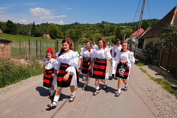 Breb Maramures Rumänien August 2020 Einheimische Traditioneller Kleidung Breb Village — Stockfoto