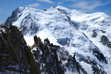 Mont Blanc Dağı Aiguille du midi 'den (3842 m), Fransız Alpleri, Chamonix, Haute Savoie bölgesi, Fransa