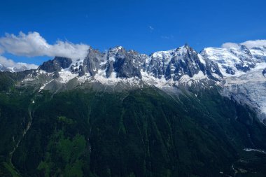 Mont Blanc Massif, Bossons ve Taconnaz Buzulları Brevent Dağları, Chamonix, Haute Savoie, Fransa