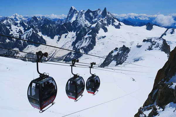 Chamonix Γαλλία Ιουλίου 2021 Panoramic Mont Blanc Τελεφερίκ Διαδρομή Aiguille — Φωτογραφία Αρχείου
