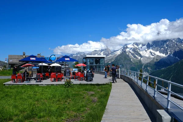 Chamonix Frankrijk Juli 2021 Brevent Kabelbaan Station Tegen Het Mont — Stockfoto