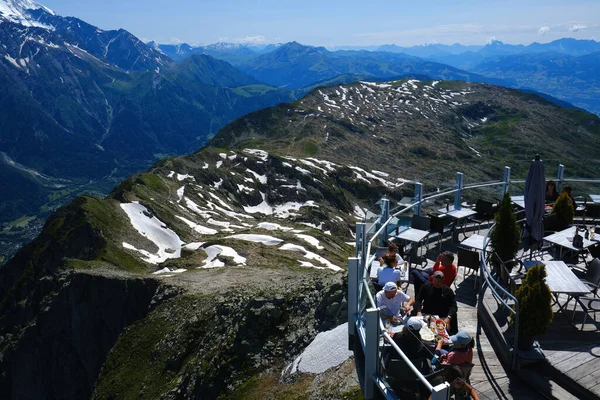 Chamonix France July 2021 Panorama French Alps Panoramic Brevent Restaurant — Stock Photo, Image