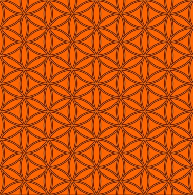 Yaşam desenli vektör dizaynı çiçeği, çemberli ve altıgenli yaşam geometrik deseni