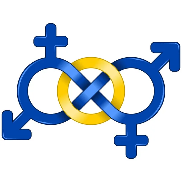 Symbole Design Homme Femme Unis Par Infini Fille Garçon Entrelacés — Image vectorielle