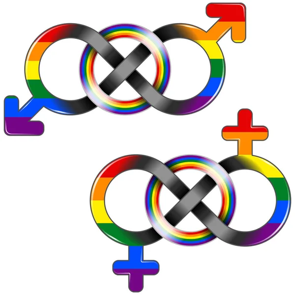 Conception Symboles Lgbt Unis Par Infini Symbole Diversité Sexuelle Entrelacée — Image vectorielle