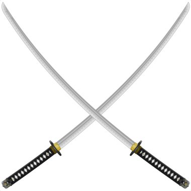 Katana samuray kılıçlarının vektör tasarımı, eski feodal Japonlardan katana kılıcı, samuray savaşçıları tarafından kullanılır.