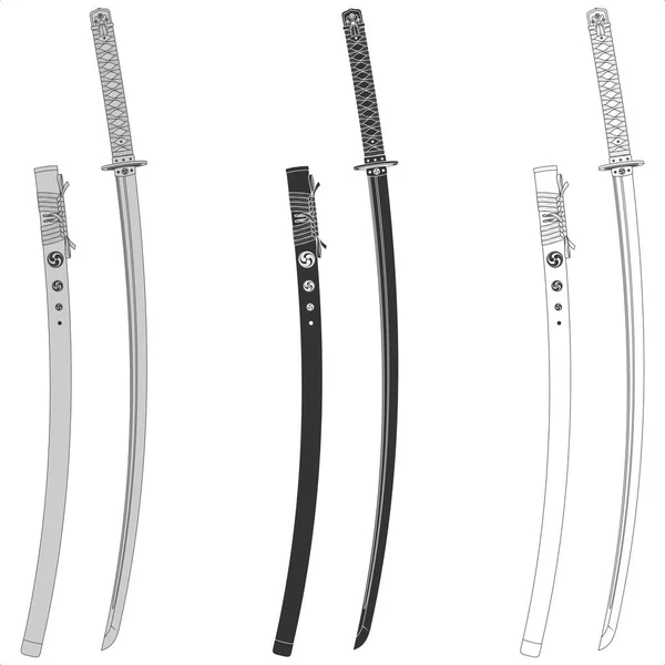 刀のベクトルデザイン古代日本の刀 武士が使う — ストックベクタ