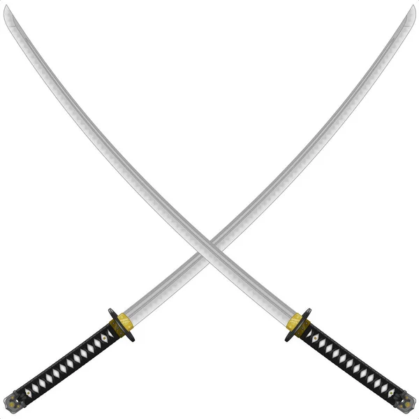 Vector Ontwerp Van Een Katana Samurai Zwaarden Katana Zwaard Uit — Stockvector