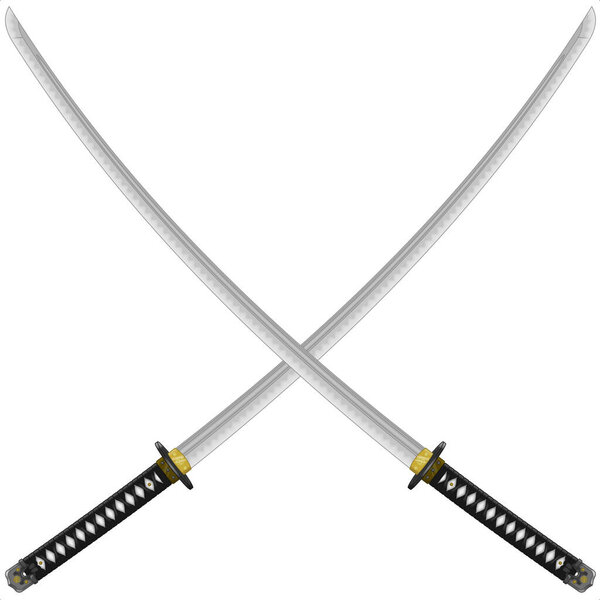 Vector design of a katana samurai swords, katana sword from ancient feudal japan, used by samurai warriors