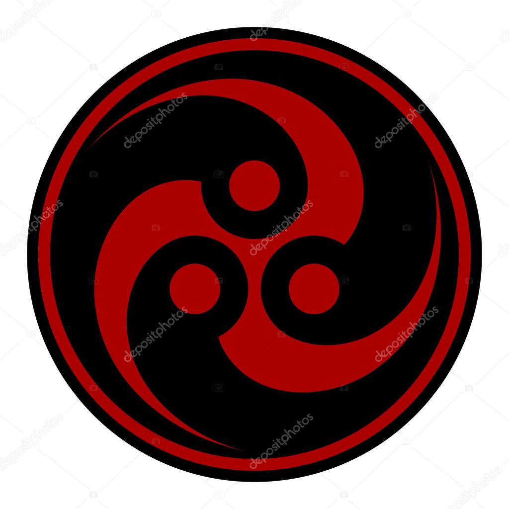 Vector design tomoe hams symbol formed by three magatama