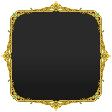 Viktorya Dönemi Dekorasyonlu Resim Çerçevesi, Çiçek, Bitki ve Elmas Dekorasyonu