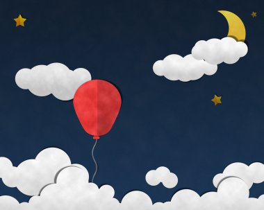Balon gece gökyüzünde, kağıt sanatı