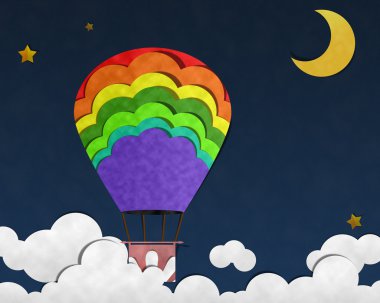 Balon gece gökyüzünde, kağıt sanatı