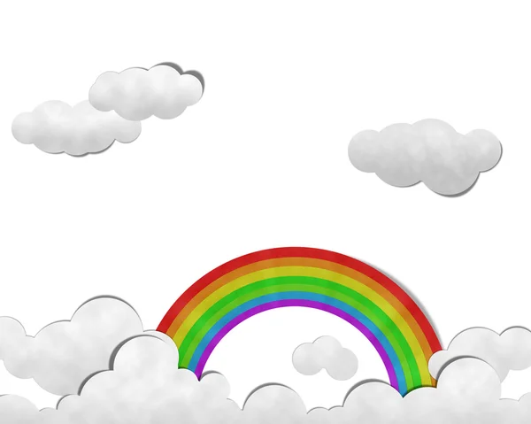 Rainbow in sky, Paper art — Stock Photo, Image