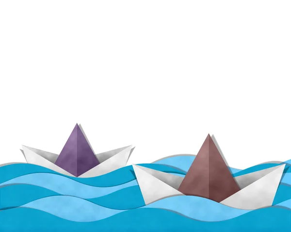 Paper Boat at Sea — Stock Photo, Image