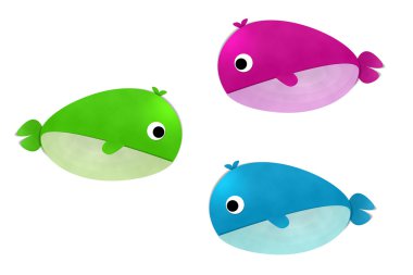 Beyaz arka plan üzerinde izole renkli balina