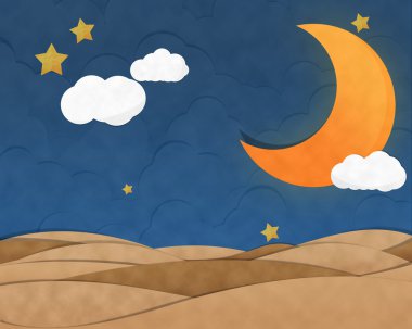 Gece gökyüzünde hilal.