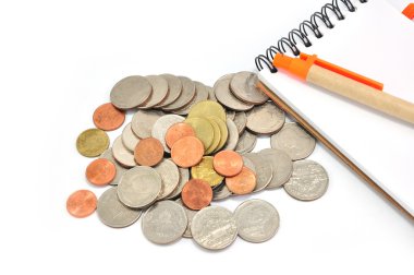 Tay paralar baht ve not defteri