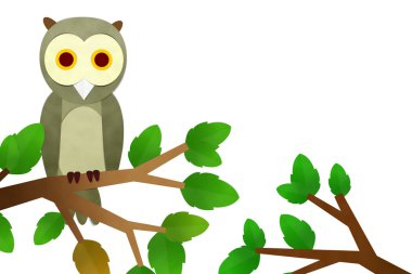 Baykuş kesme yapıştırma ağaç üzerinde