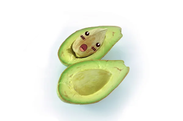 Aguacate en la cara de expresión . —  Fotos de Stock