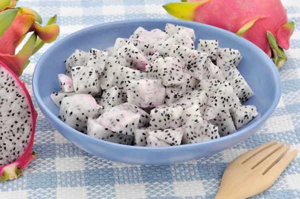 Dragon Fruit on blue dish. — Stock Photo, Image