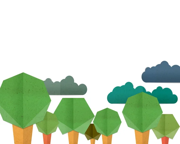 Forest Hill and colorful Cloud background, paper cut and paste. — Stock Photo, Image