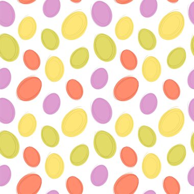 Kusursuz paskalya arkaplanı dekoratif yumurtalar ve sevimli tavşanlarla