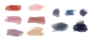 Gökkuşağı suluboya fırça çizgileri beyazda izole edilmiş. Renkli grunge çizgileri seti. Vektör illüstrasyonu.