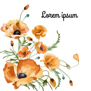 Haşhaş çiçeği arkaplanlı yaratıcı illüstrasyon, poster veya bayrak.